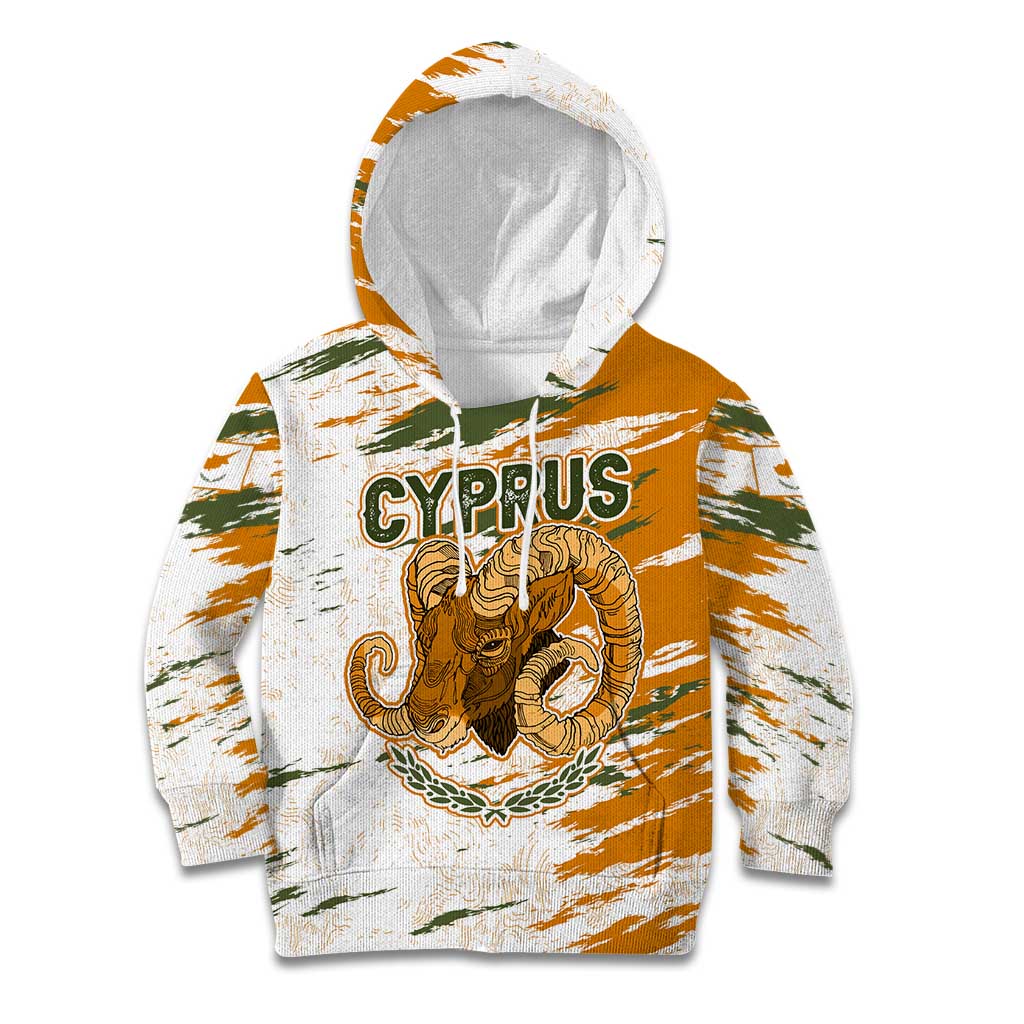 Cyprus Kid Hoodie with Mouflon Illustration Design and National Laurel - Wonder Print Shop