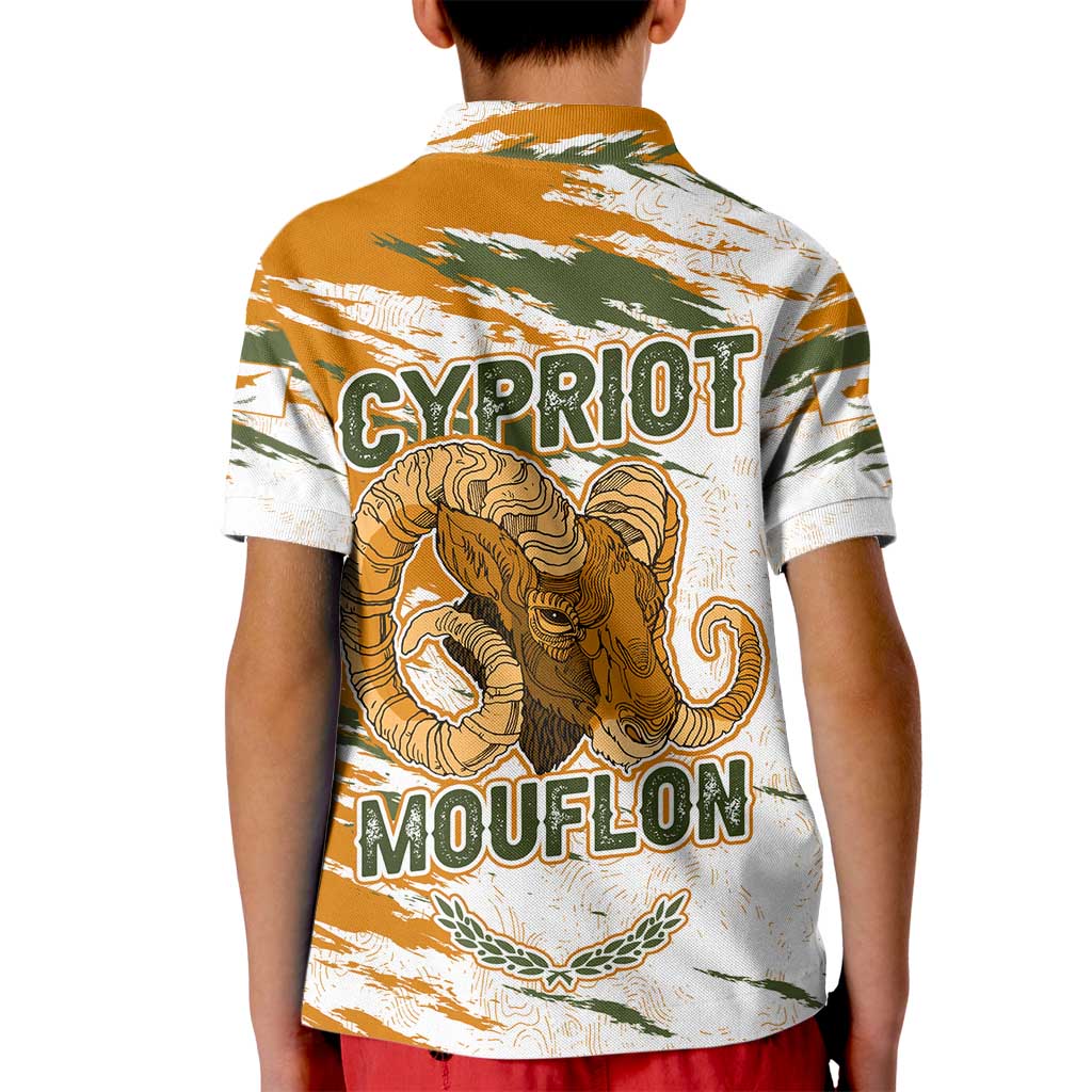 Cyprus Kid Polo Shirt with Mouflon Illustration Design and National Laurel - Wonder Print Shop