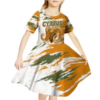 Cyprus Kid Short Sleeve Dress with Mouflon Illustration Design and National Laurel - Wonder Print Shop