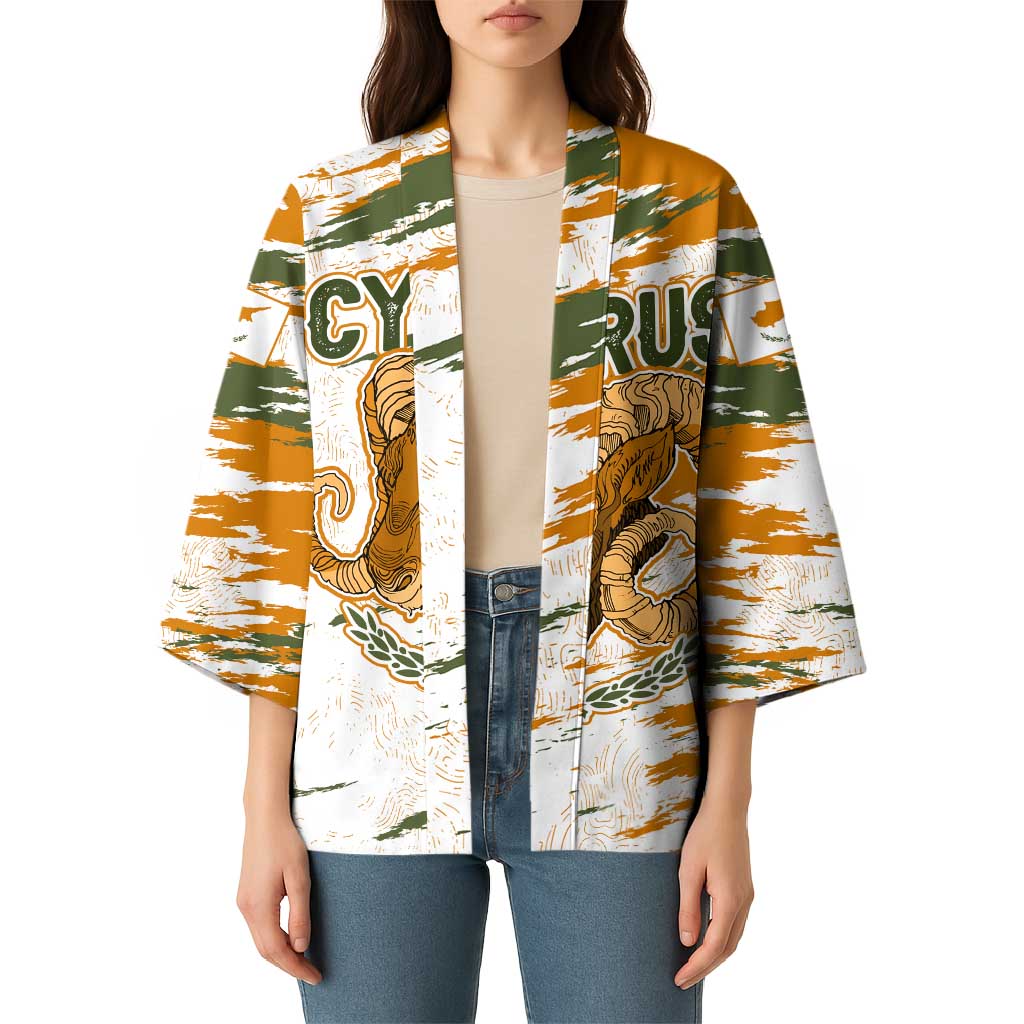 Cyprus Kimono with Mouflon Illustration Design and National Laurel - Wonder Print Shop