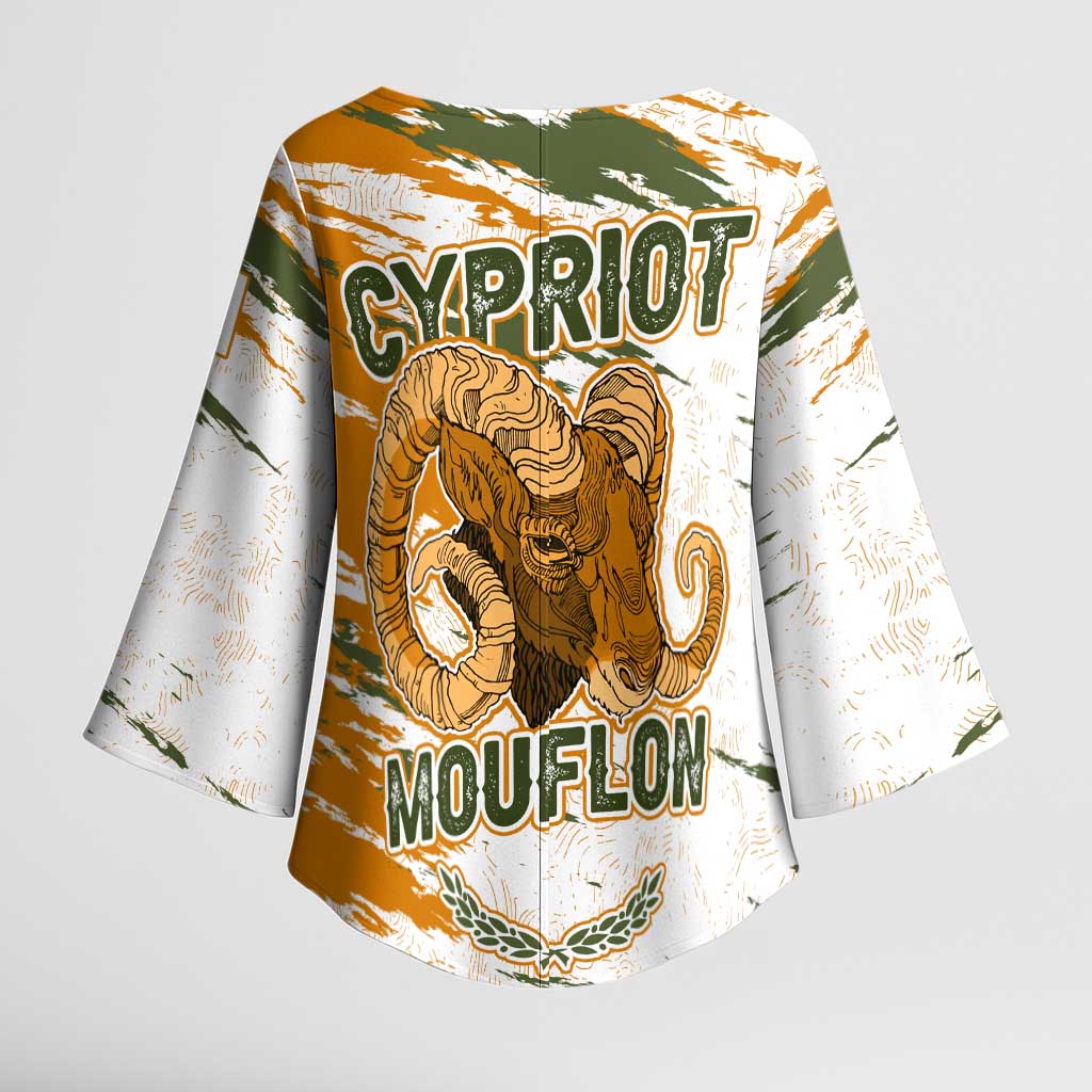 Cyprus Kimono Sleeve Blouse with Mouflon Illustration Design and National Laurel - Wonder Print Shop