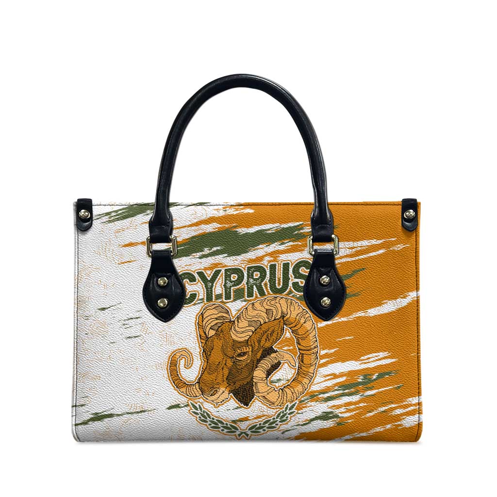 Cyprus Leather Bag with Mouflon Illustration Design and National Laurel - Wonder Print Shop