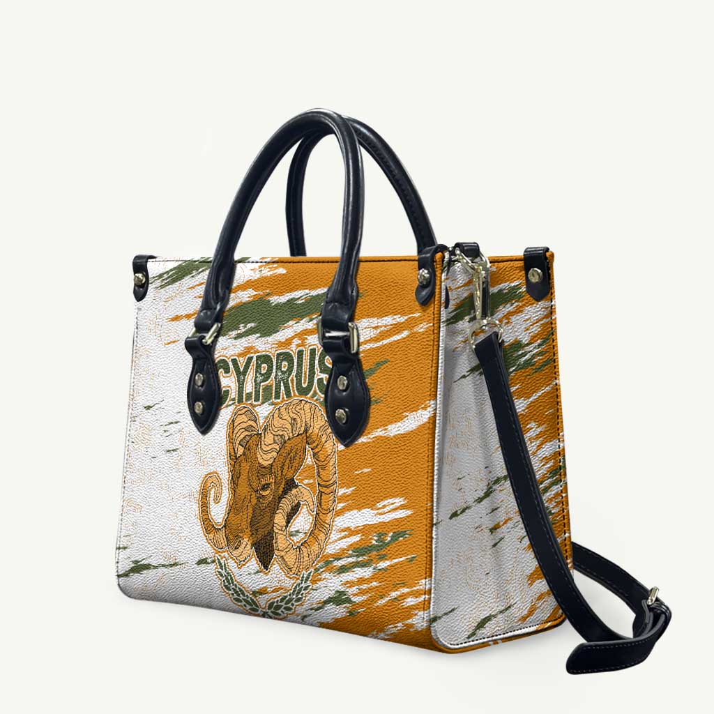 Cyprus Leather Bag with Mouflon Illustration Design and National Laurel - Wonder Print Shop