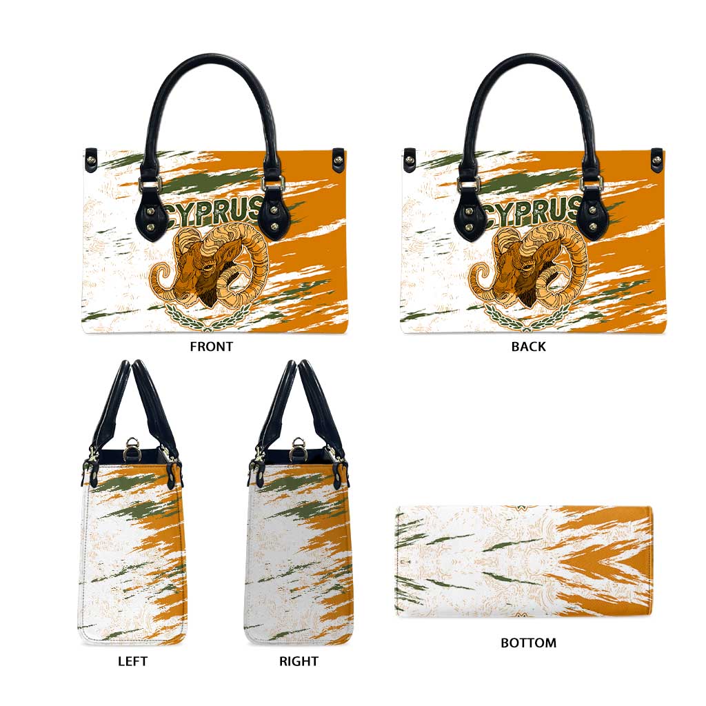 Cyprus Leather Bag with Mouflon Illustration Design and National Laurel - Wonder Print Shop