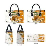 Cyprus Leather Bag with Mouflon Illustration Design and National Laurel - Wonder Print Shop