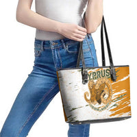 Cyprus Leather Tote Bag with Mouflon Illustration Design and National Laurel - Wonder Print Shop