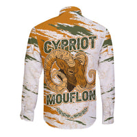 Cyprus Long Sleeve Button Shirt with Mouflon Illustration Design and National Laurel - Wonder Print Shop