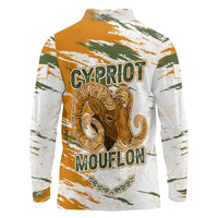 Cyprus Long Sleeve Polo Shirt with Mouflon Illustration Design and National Laurel - Wonder Print Shop