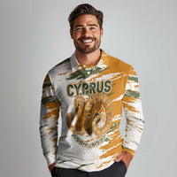 Cyprus Long Sleeve Polo Shirt with Mouflon Illustration Design and National Laurel - Wonder Print Shop