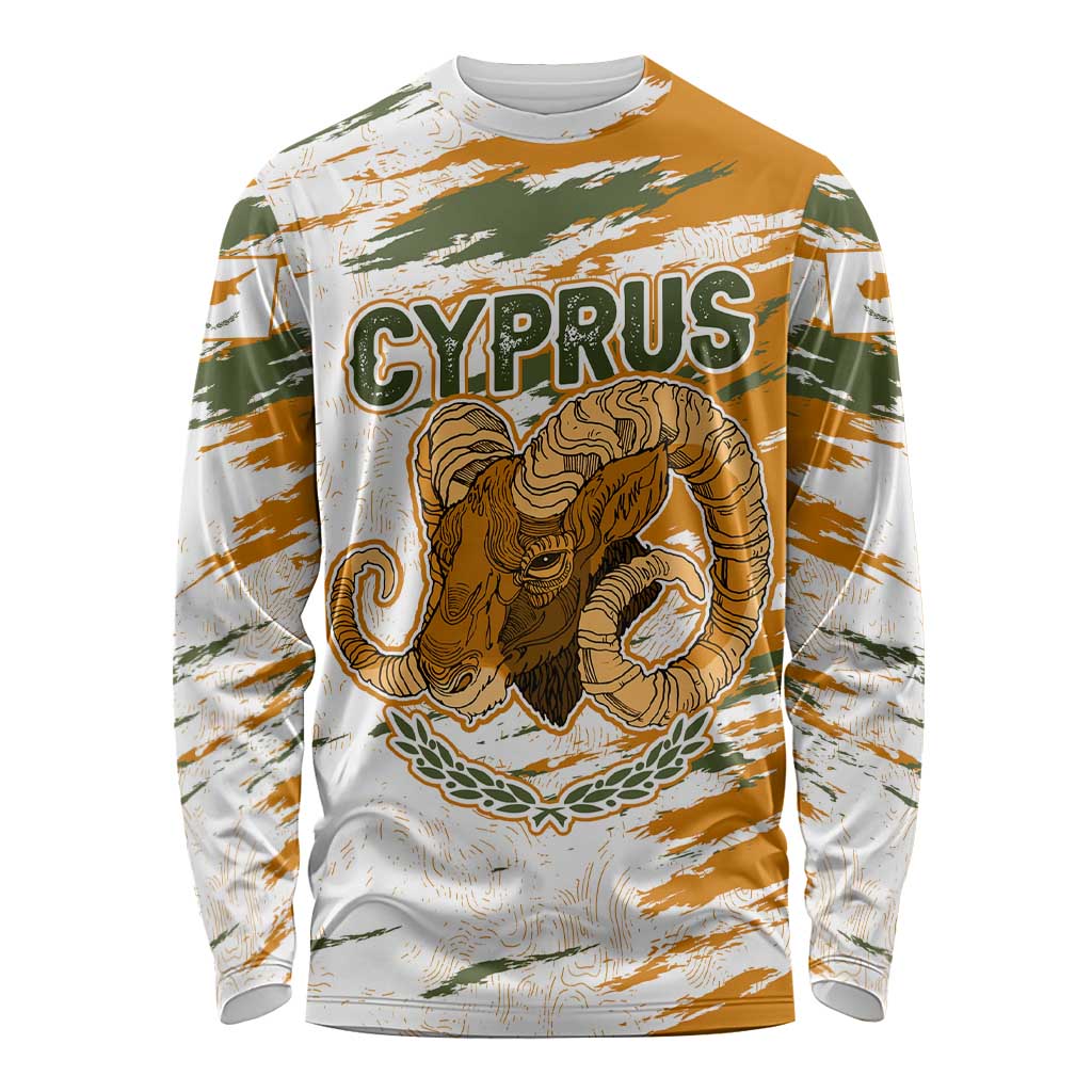 Cyprus Long Sleeve Shirt with Mouflon Illustration Design and National Laurel - Wonder Print Shop