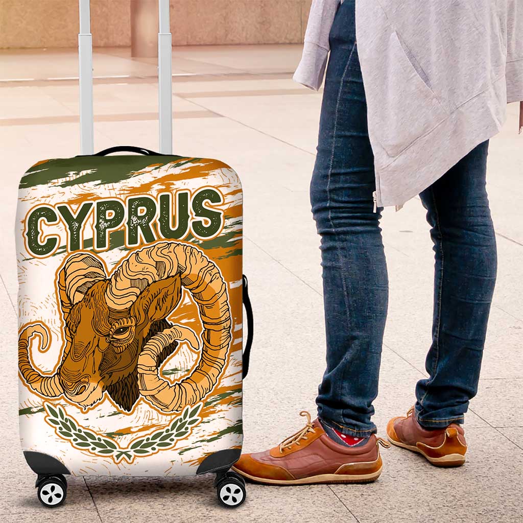 Cyprus Luggage Cover with Mouflon Illustration Design and National Laurel - Wonder Print Shop