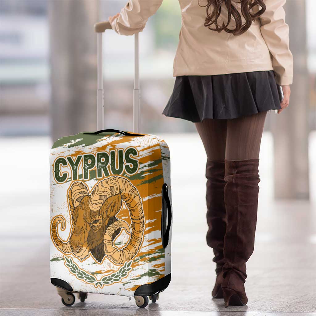 Cyprus Luggage Cover with Mouflon Illustration Design and National Laurel - Wonder Print Shop