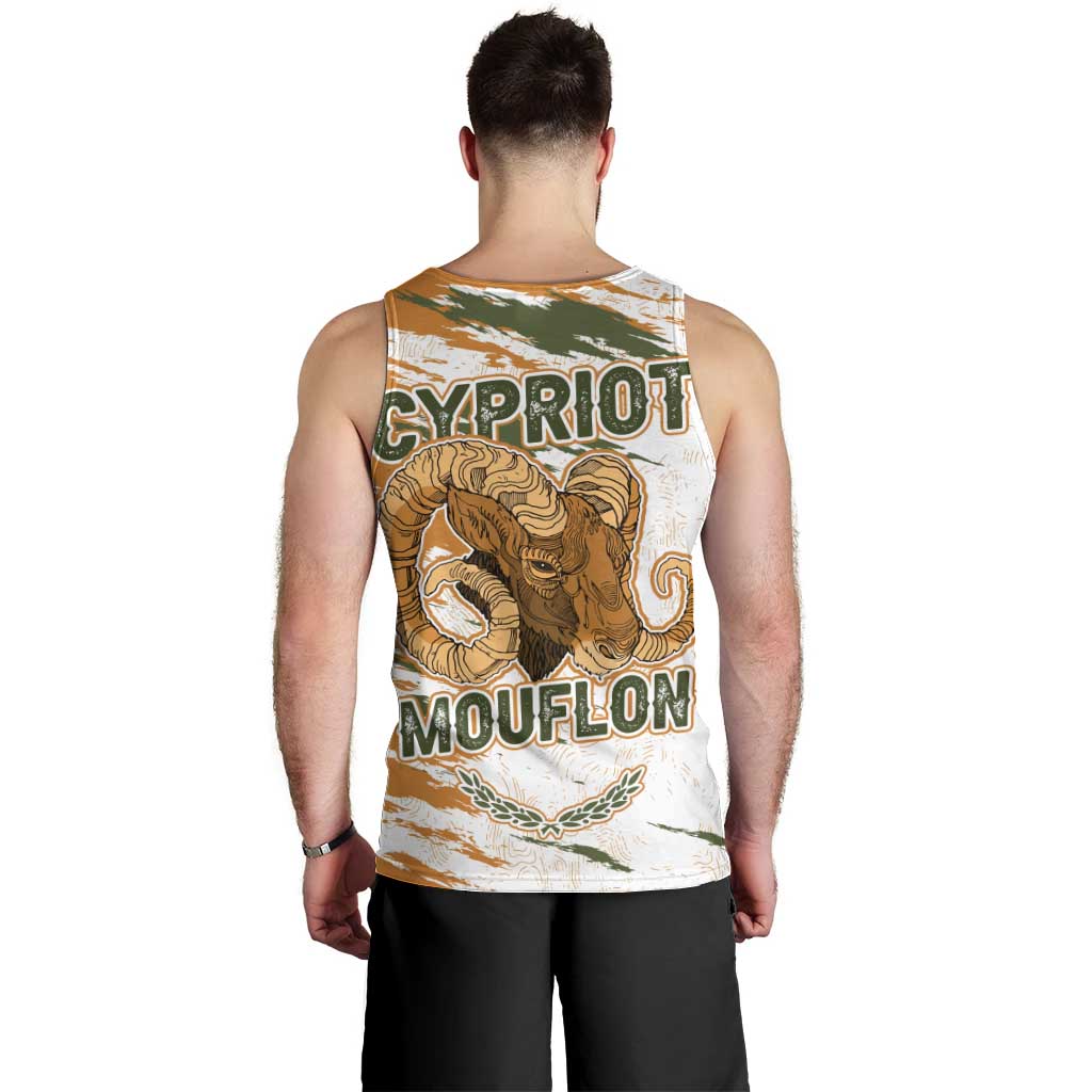 Cyprus Men Tank Top with Mouflon Illustration Design and National Laurel - Wonder Print Shop