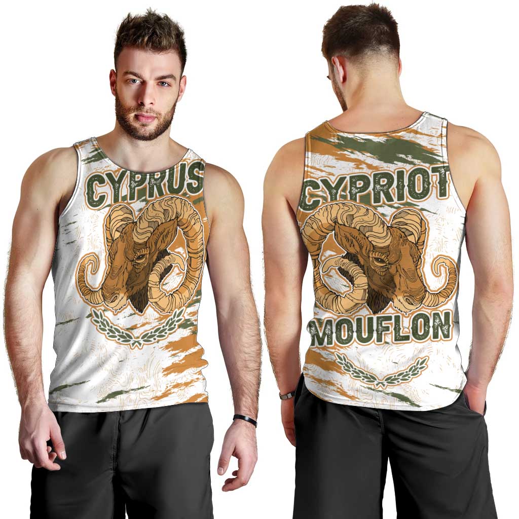 Cyprus Men Tank Top with Mouflon Illustration Design and National Laurel - Wonder Print Shop