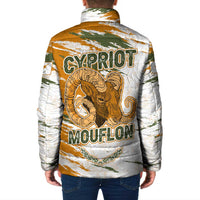 Cyprus Padded Jacket with Mouflon Illustration Design and National Laurel - Wonder Print Shop