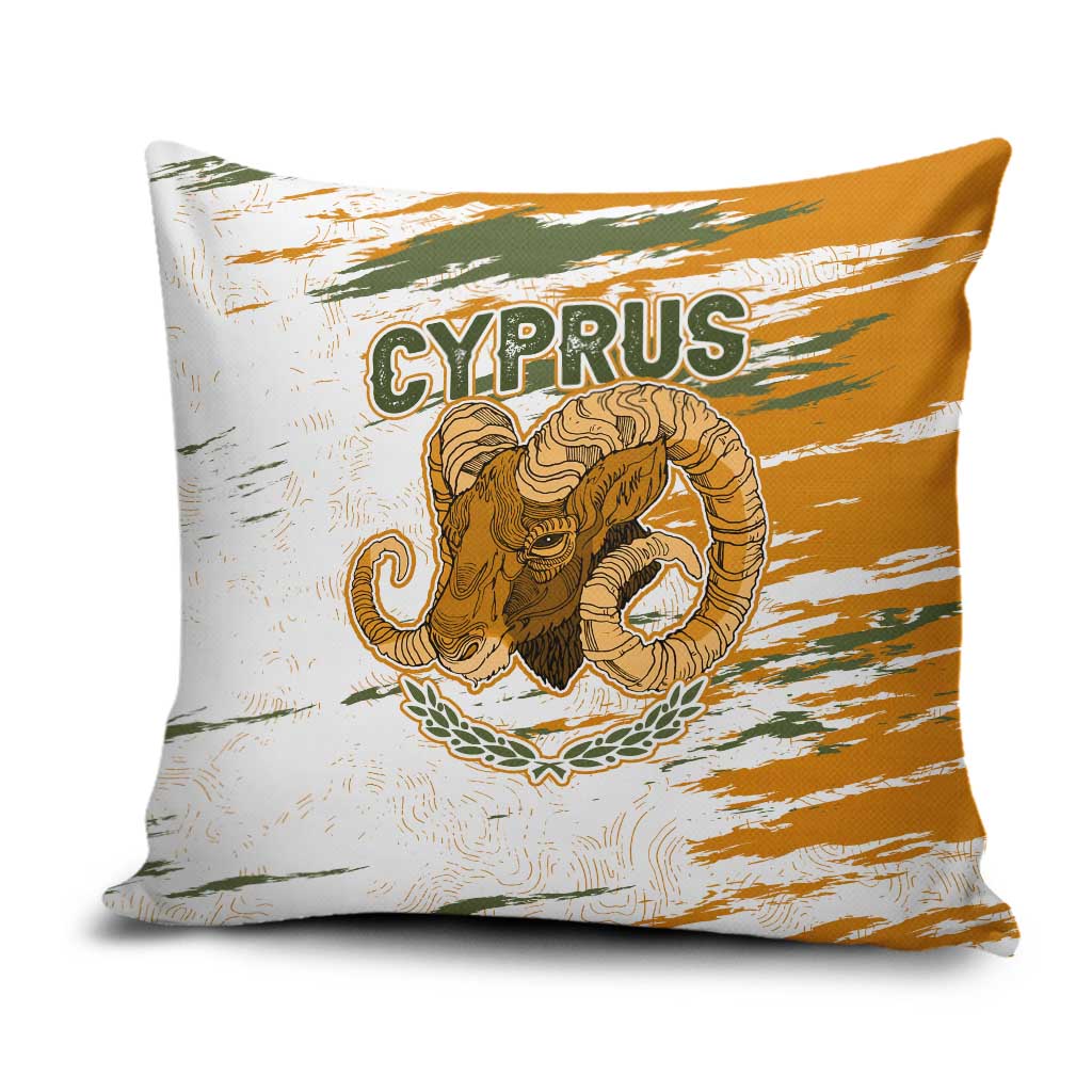 Cyprus Pillow Cover with Mouflon Illustration Design and National Laurel - Wonder Print Shop