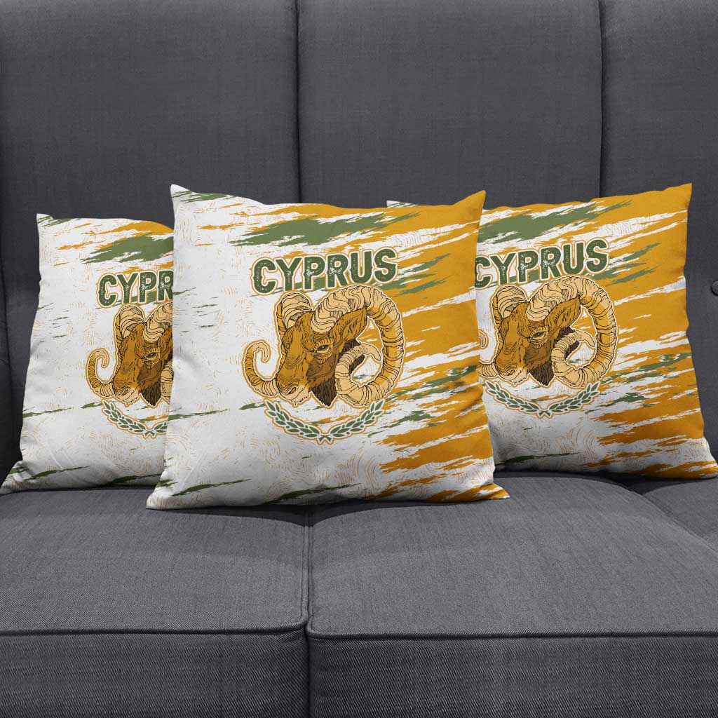 Cyprus Pillow Cover with Mouflon Illustration Design and National Laurel - Wonder Print Shop