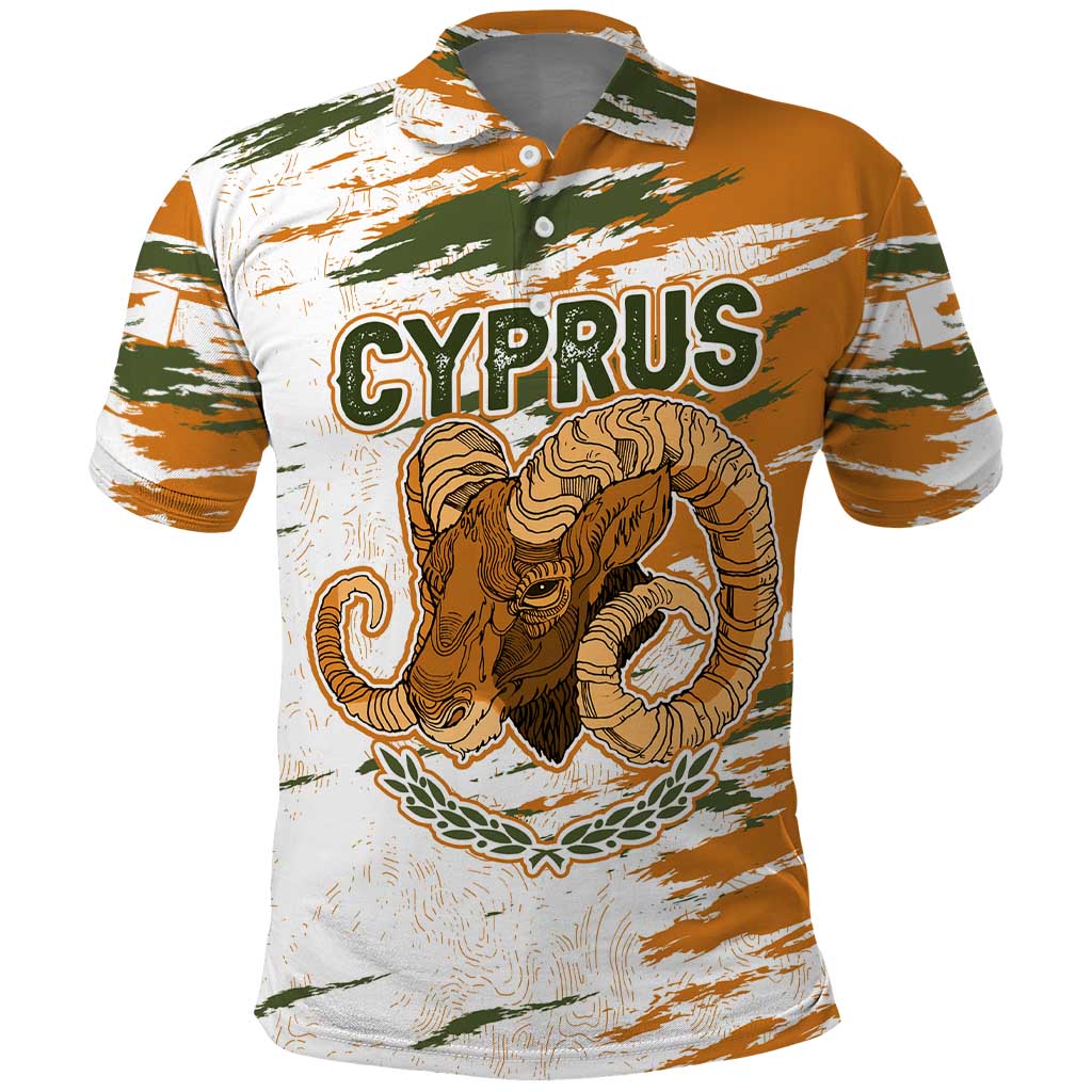 Cyprus Polo Shirt with Mouflon Illustration Design and National Laurel - Wonder Print Shop