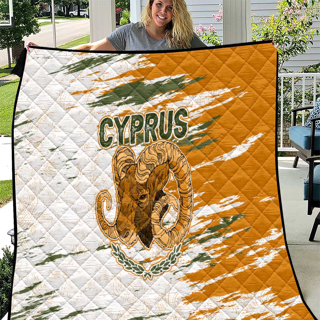 Cyprus Quilt with Mouflon Illustration Design and National Laurel - Wonder Print Shop
