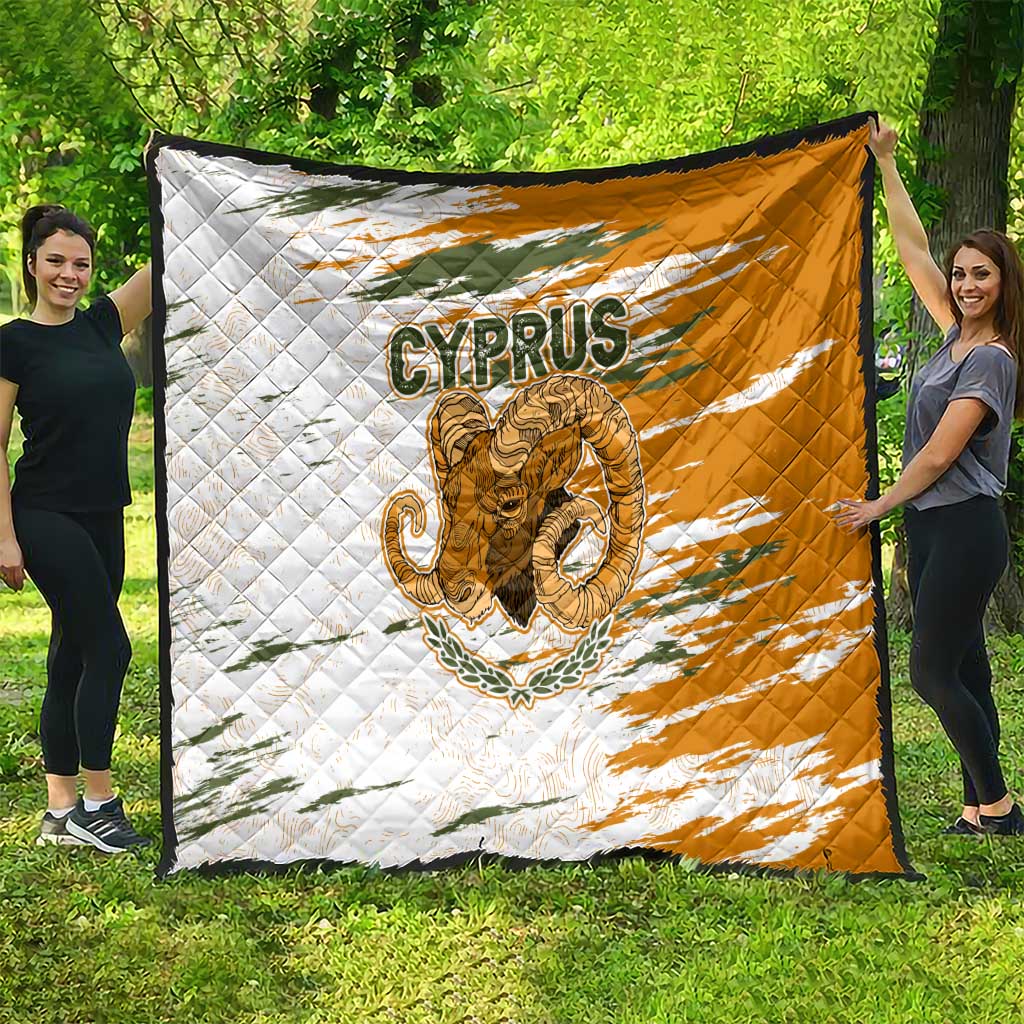Cyprus Quilt with Mouflon Illustration Design and National Laurel - Wonder Print Shop