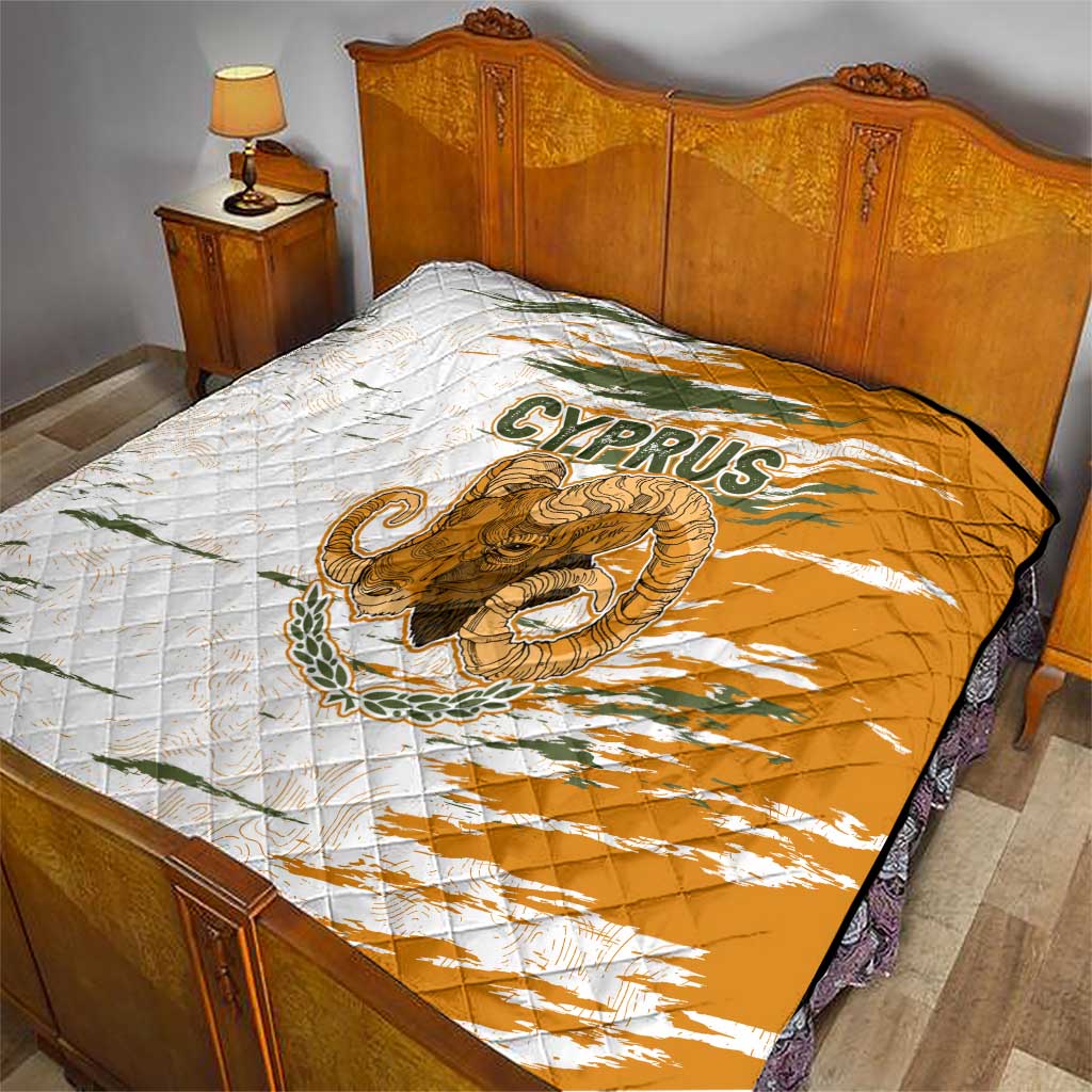 Cyprus Quilt with Mouflon Illustration Design and National Laurel - Wonder Print Shop