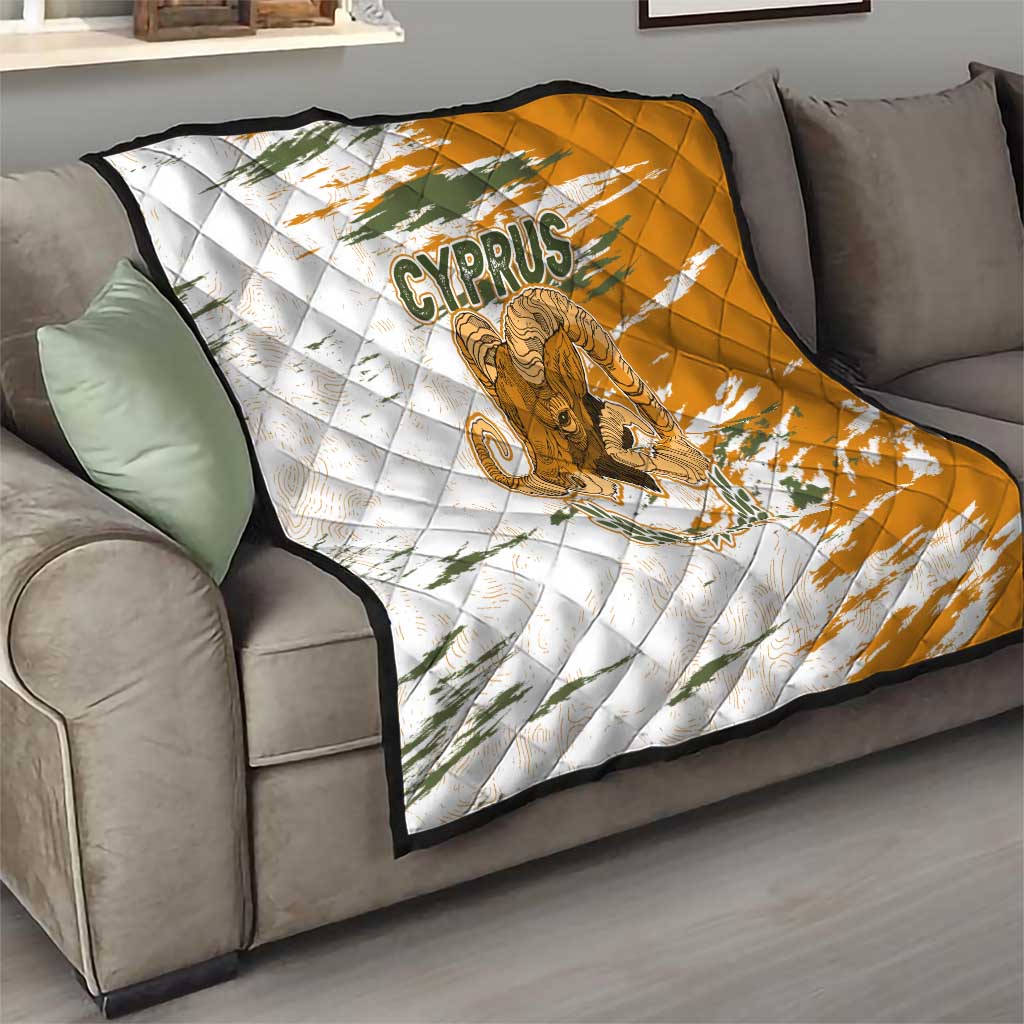 Cyprus Quilt with Mouflon Illustration Design and National Laurel - Wonder Print Shop