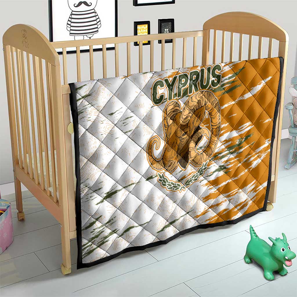 Cyprus Quilt with Mouflon Illustration Design and National Laurel - Wonder Print Shop