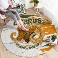 Cyprus Round Carpet with Mouflon Illustration Design and National Laurel - Wonder Print Shop