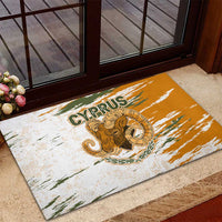 Cyprus Rubber Doormat with Mouflon Illustration Design and National Laurel - Wonder Print Shop