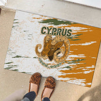 Cyprus Rubber Doormat with Mouflon Illustration Design and National Laurel - Wonder Print Shop