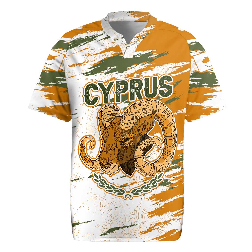 Cyprus Rugby Jersey with Mouflon Illustration Design and National Laurel - Wonder Print Shop