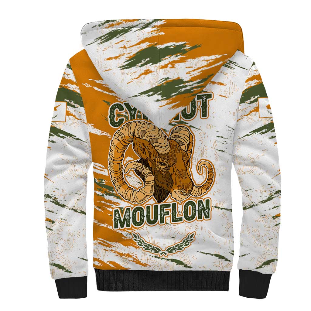 Cyprus Sherpa Hoodie with Mouflon Illustration Design and National Laurel - Wonder Print Shop