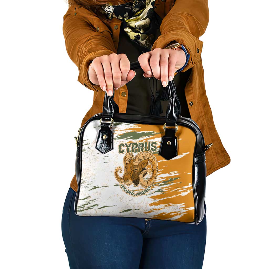 Cyprus Shoulder Handbag with Mouflon Illustration Design and National Laurel - Wonder Print Shop