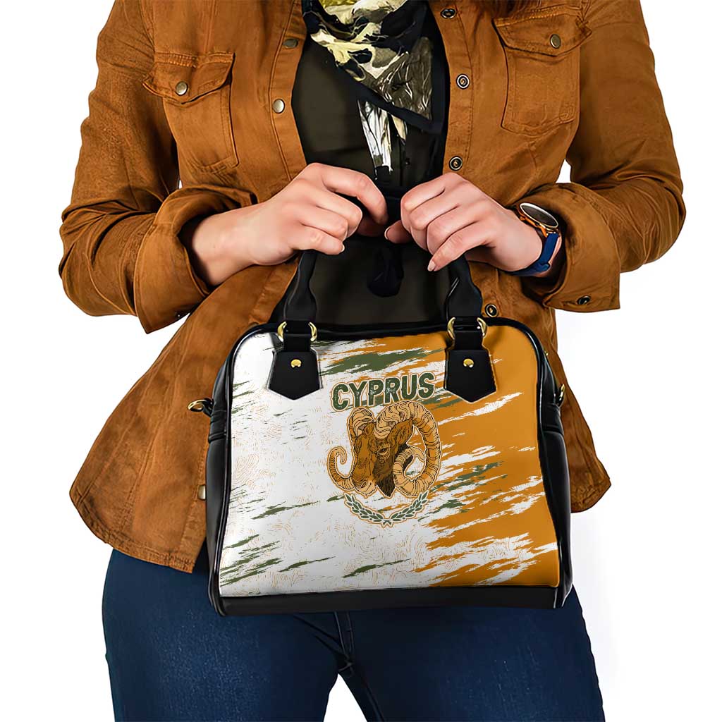 Cyprus Shoulder Handbag with Mouflon Illustration Design and National Laurel - Wonder Print Shop