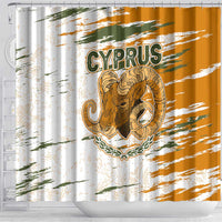Cyprus Shower Curtain with Mouflon Illustration Design and National Laurel - Wonder Print Shop
