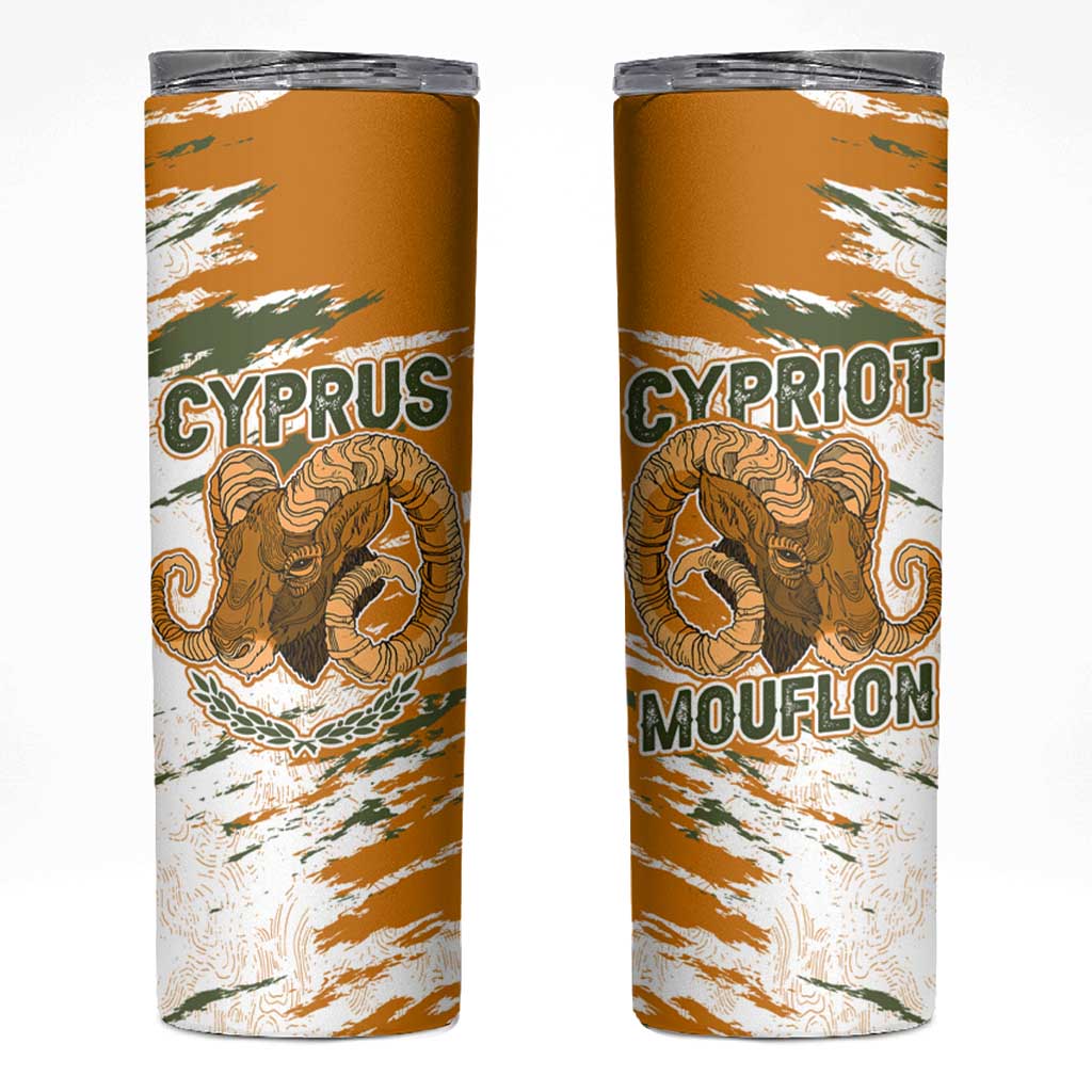 Cyprus Skinny Tumbler with Mouflon Illustration Design and National Laurel - Wonder Print Shop
