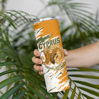 Cyprus Skinny Tumbler with Mouflon Illustration Design and National Laurel - Wonder Print Shop