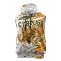Cyprus Sleeveless Hoodie with Mouflon Illustration Design and National Laurel - Wonder Print Shop