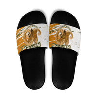 Cyprus Slide Sandals with Mouflon Illustration Design and National Laurel - Wonder Print Shop