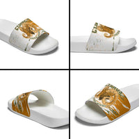 Cyprus Slide Sandals with Mouflon Illustration Design and National Laurel - Wonder Print Shop