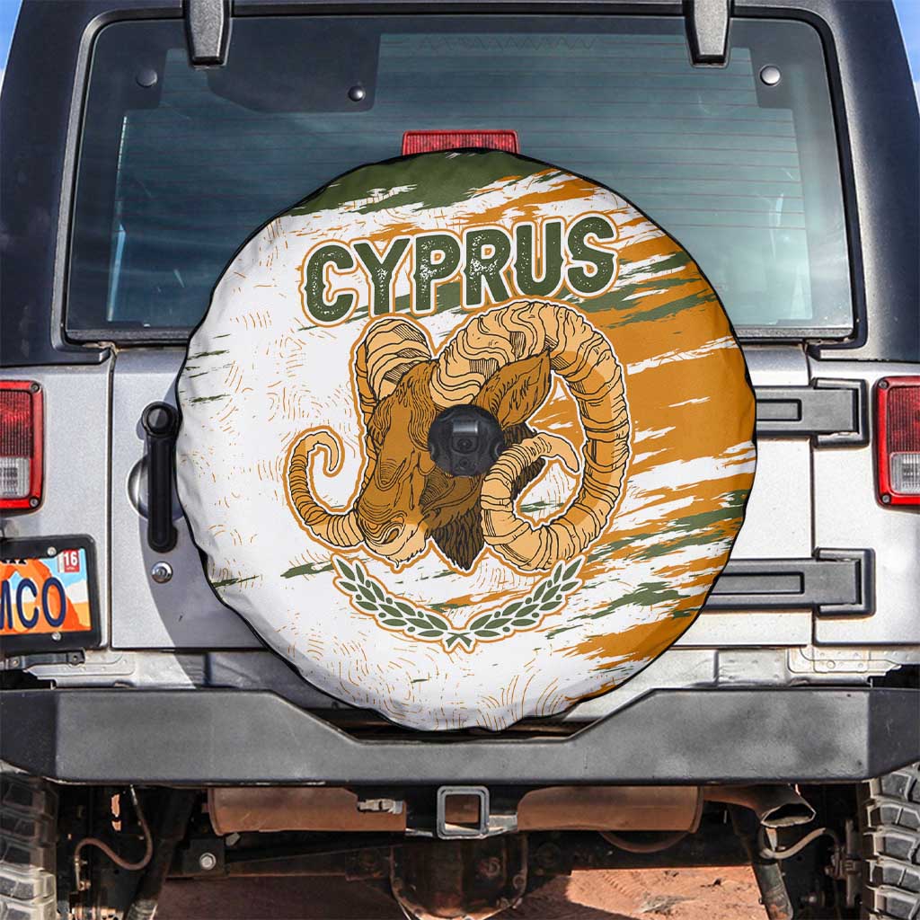 Cyprus Spare Tire Cover with Mouflon Illustration Design and National Laurel - Wonder Print Shop