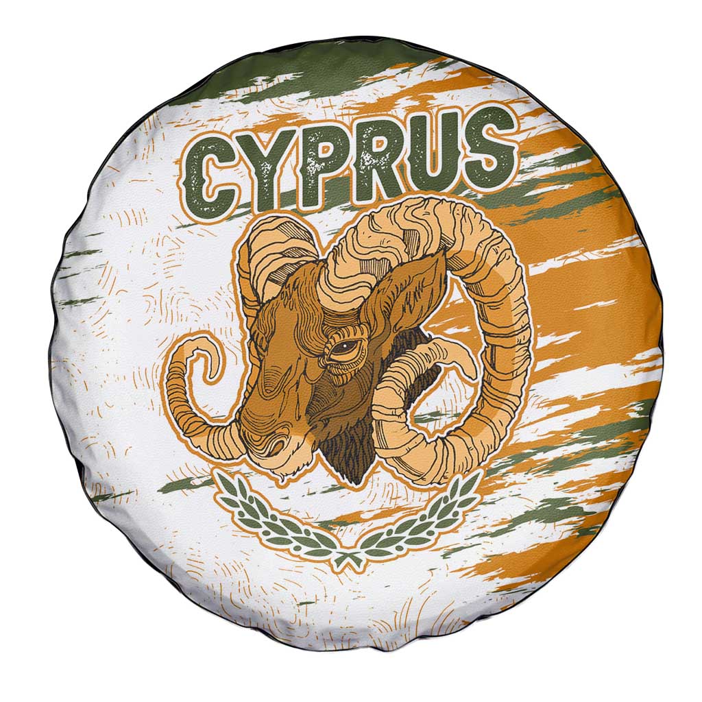 Cyprus Spare Tire Cover with Mouflon Illustration Design and National Laurel - Wonder Print Shop