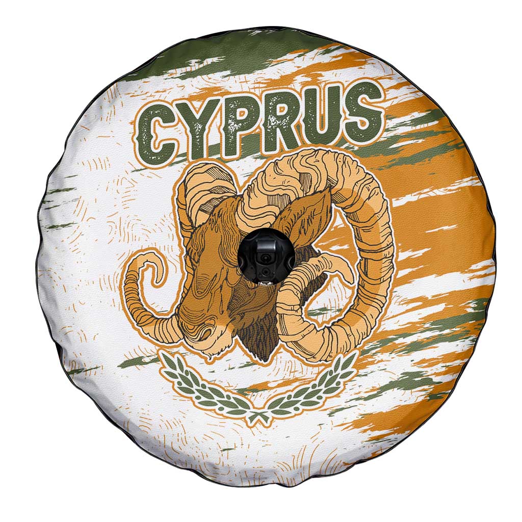 Cyprus Spare Tire Cover with Mouflon Illustration Design and National Laurel - Wonder Print Shop
