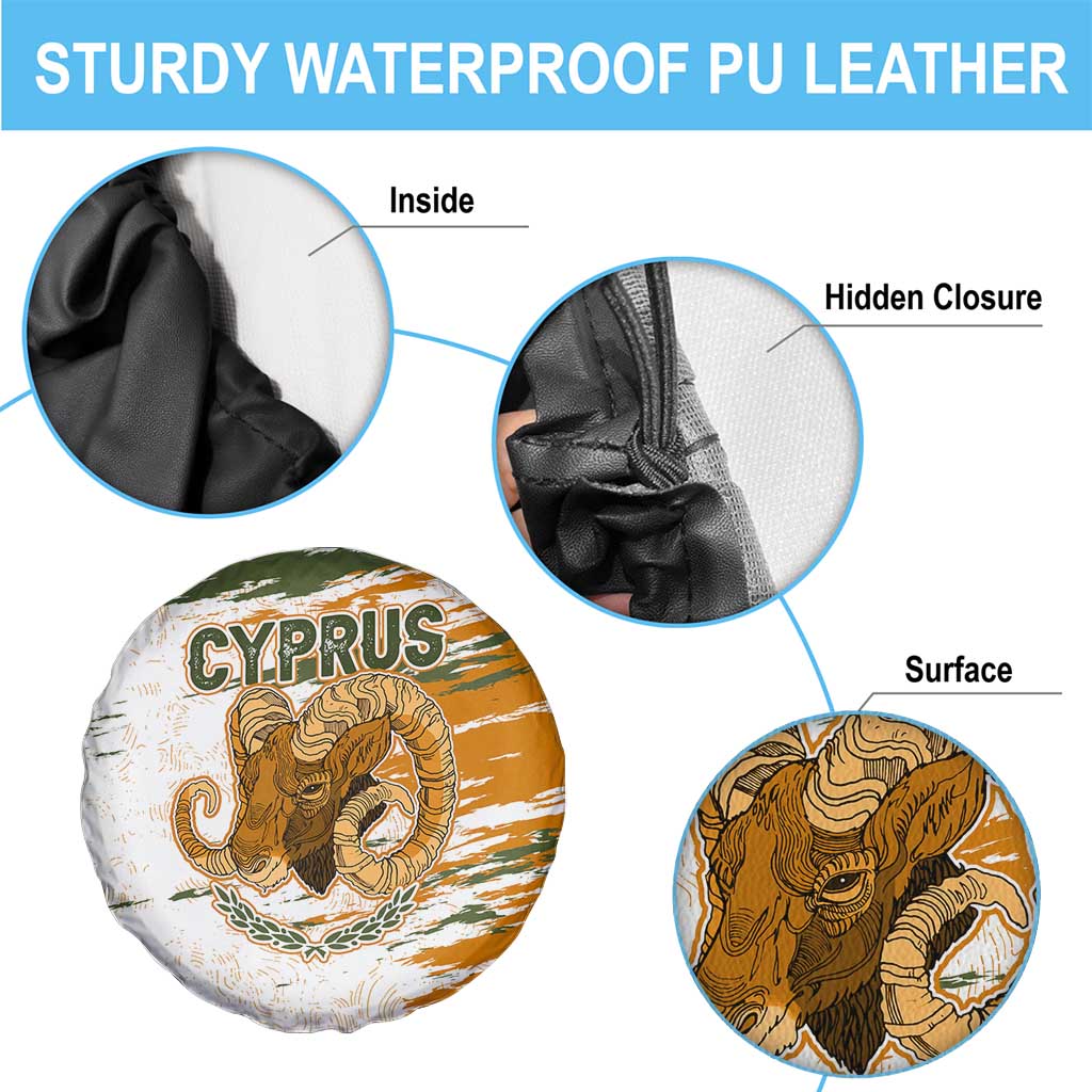 Cyprus Spare Tire Cover with Mouflon Illustration Design and National Laurel - Wonder Print Shop