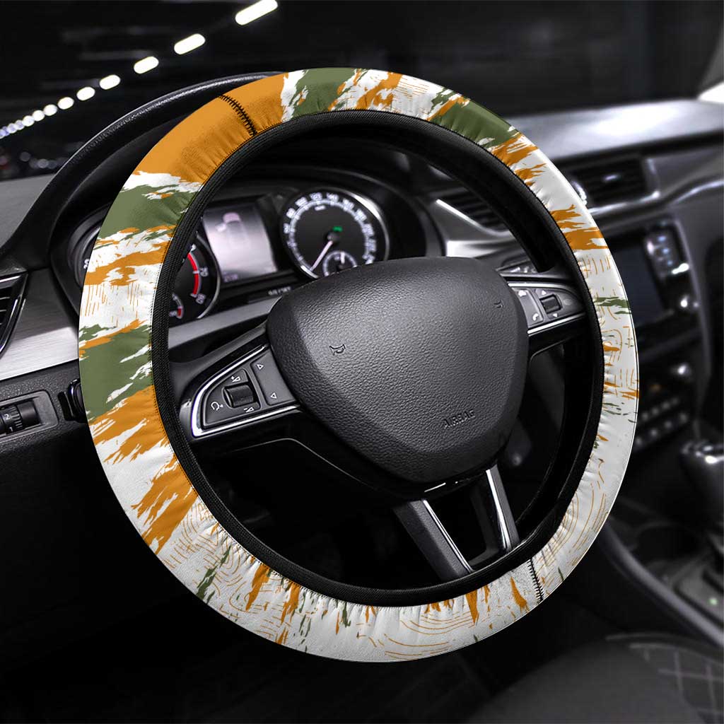 Cyprus Steering Wheel Cover with Mouflon Illustration Design and National Laurel - Wonder Print Shop