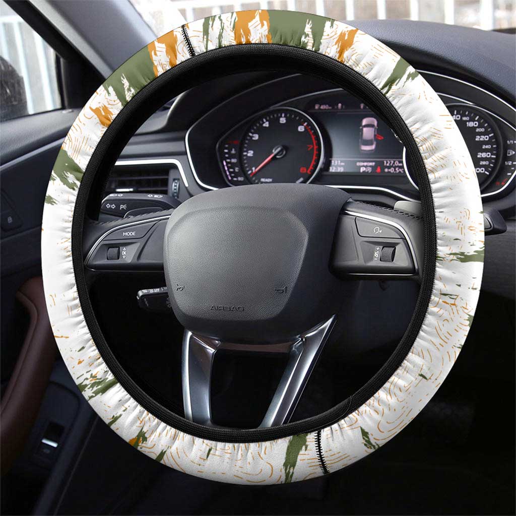 Cyprus Steering Wheel Cover with Mouflon Illustration Design and National Laurel - Wonder Print Shop