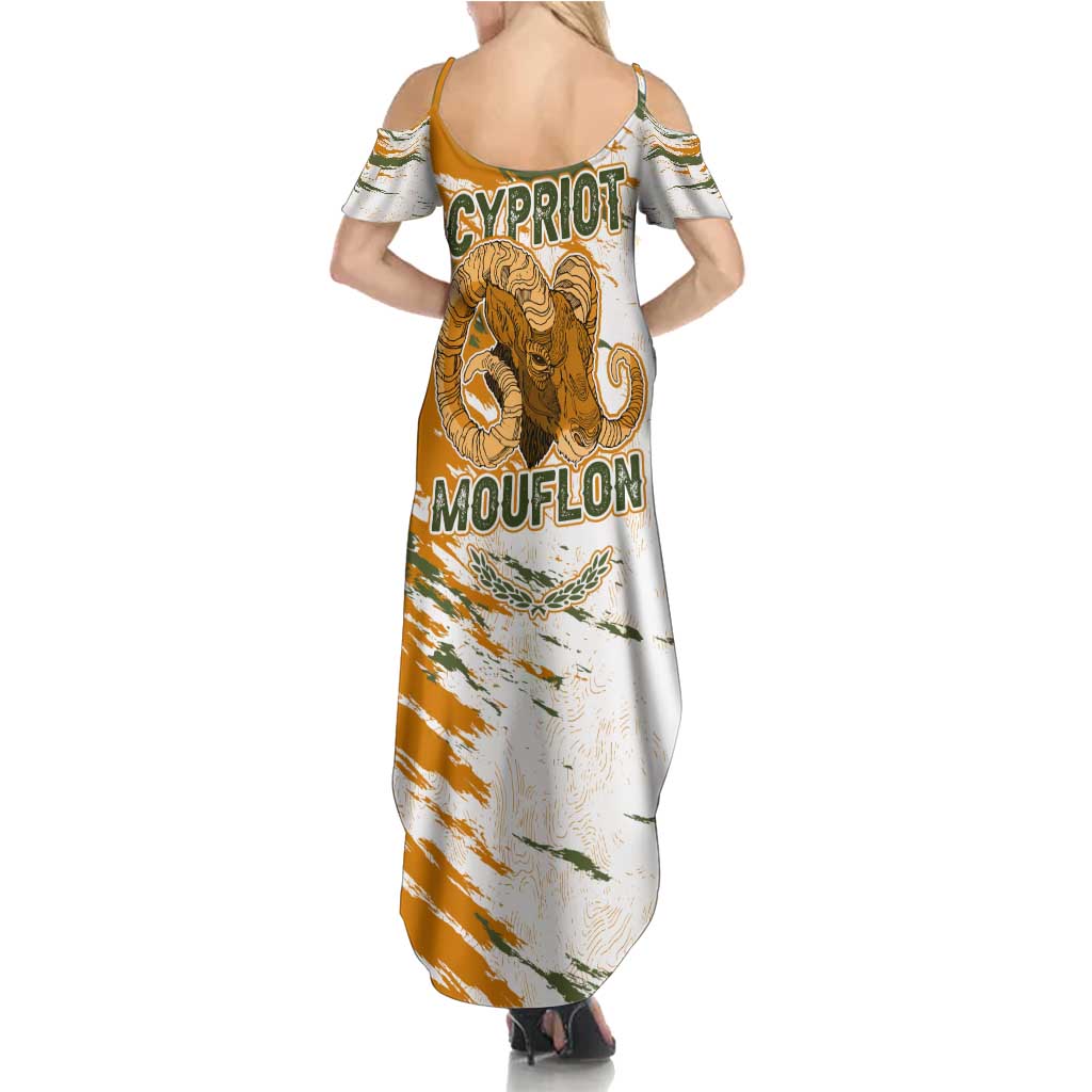 Cyprus Summer Maxi Dress with Mouflon Illustration Design and National Laurel - Wonder Print Shop