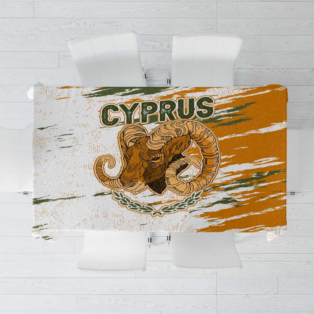 Cyprus Tablecloth with Mouflon Illustration Design and National Laurel - Wonder Print Shop