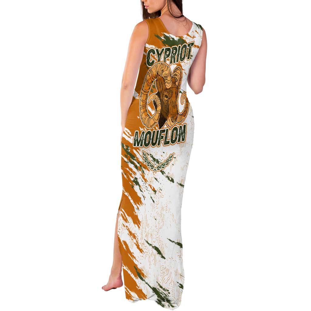 Cyprus Tank Maxi Dress with Mouflon Illustration Design and National Laurel - Wonder Print Shop