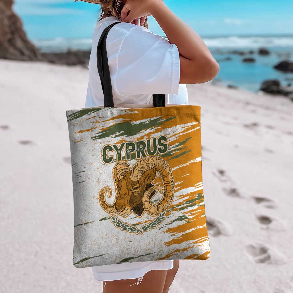 Cyprus Tote Bag with Mouflon Illustration Design and National Laurel - Wonder Print Shop